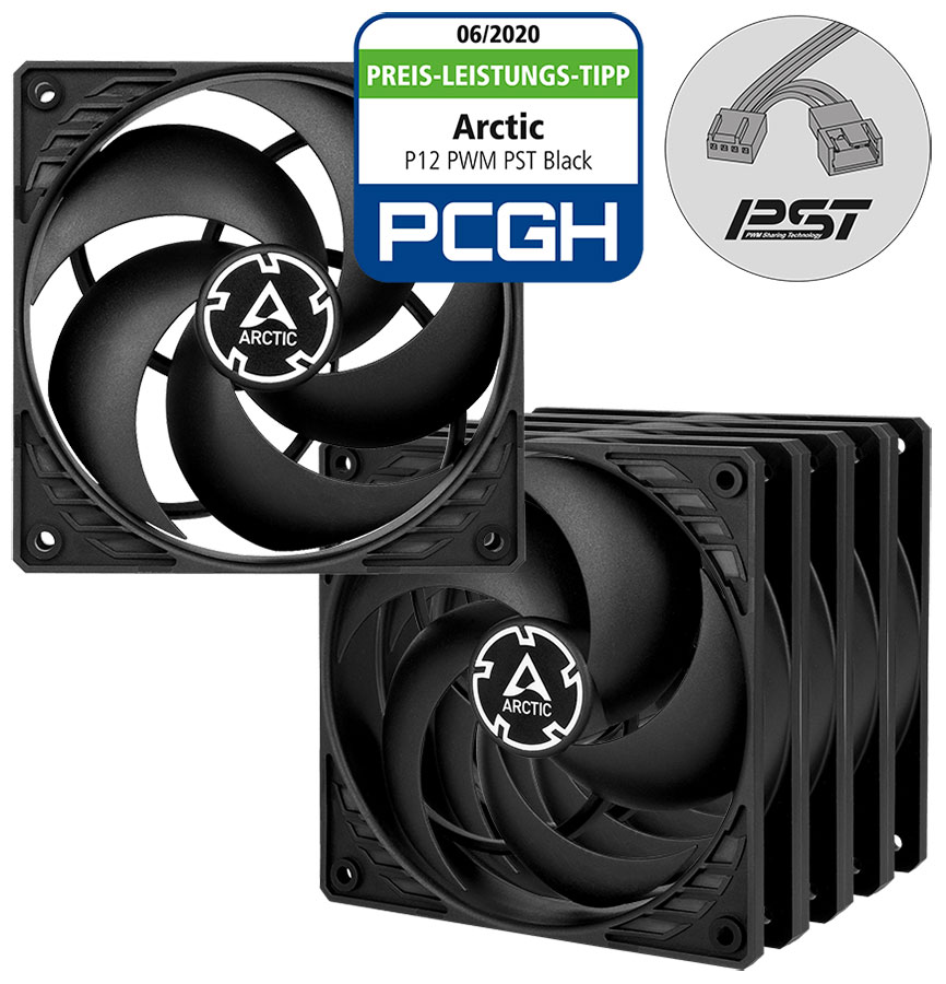 Вентилятор для корпуса Arctic P12 PWM PST black/black 5x120mm (ACFAN00137A)