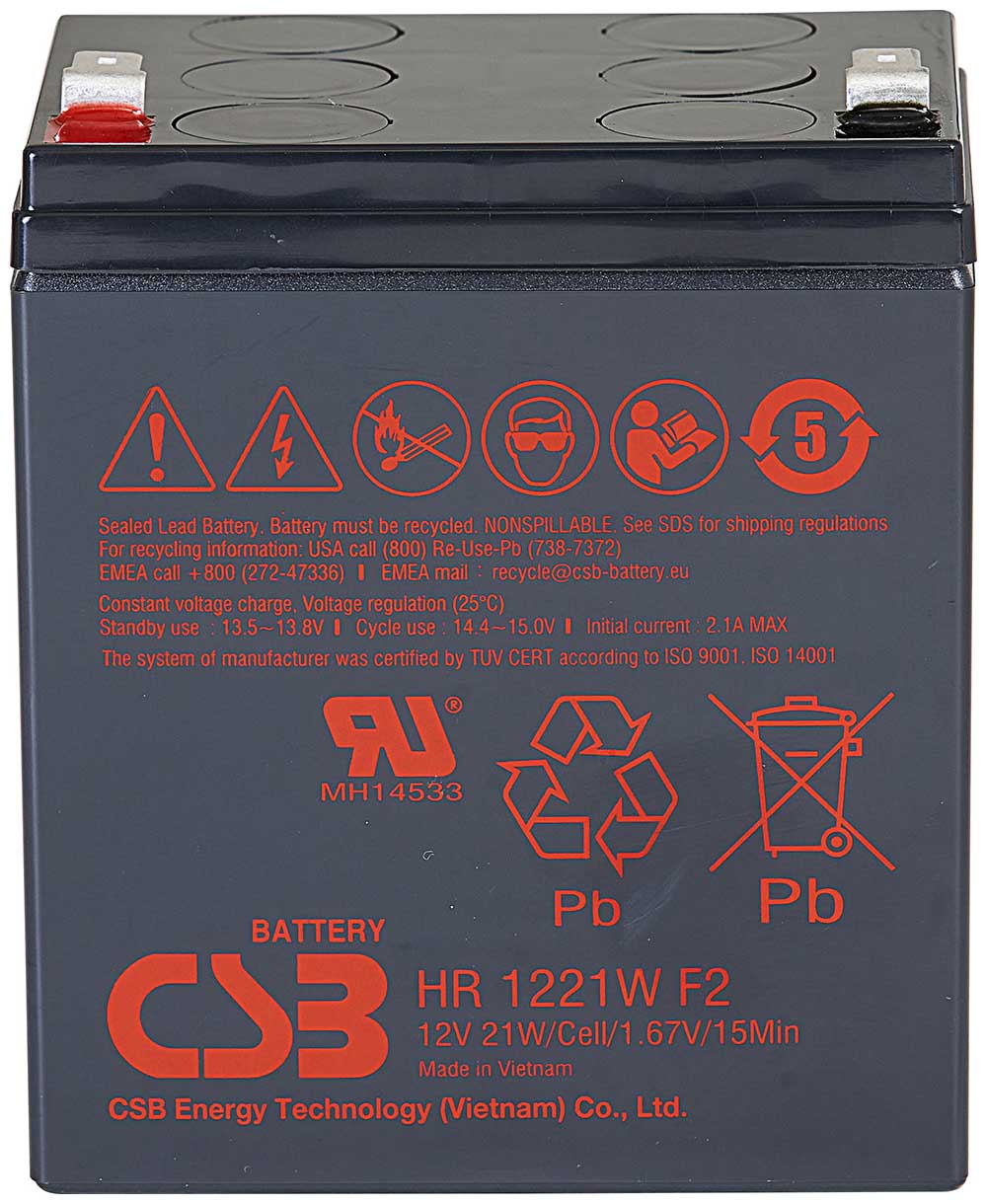 Изображение товара Аккумуляторная батарея для ИБП CSB HR1221W F2 (12В, 5.25Ач)
