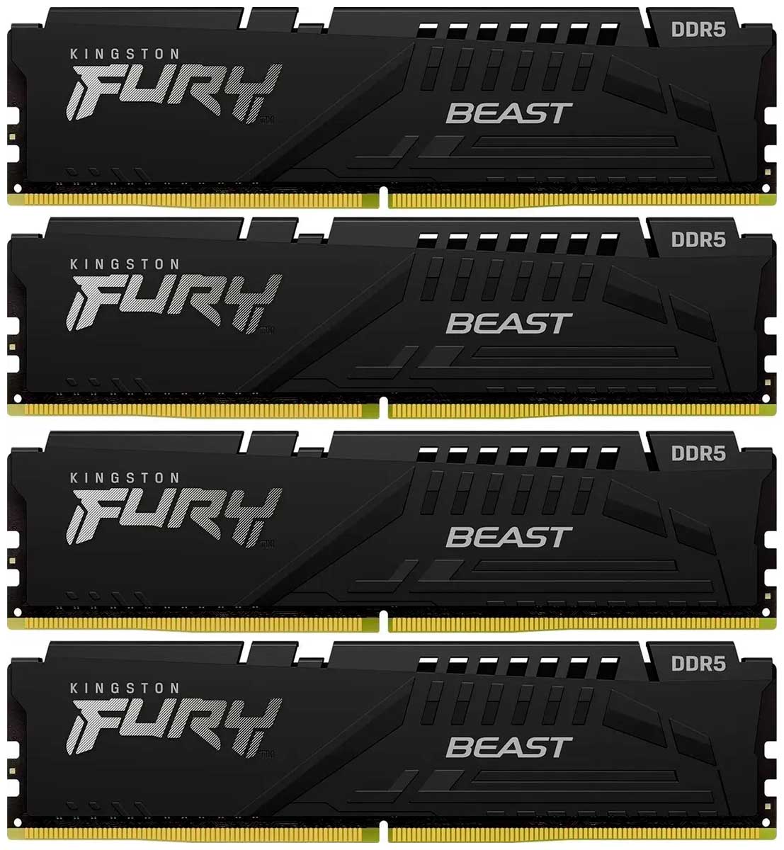 Изображение товара Оперативная память Kingston DDR5 128Gb (4x32Gb) 5200Mhz FURY Beast Black (KF552C40BBK4-128)