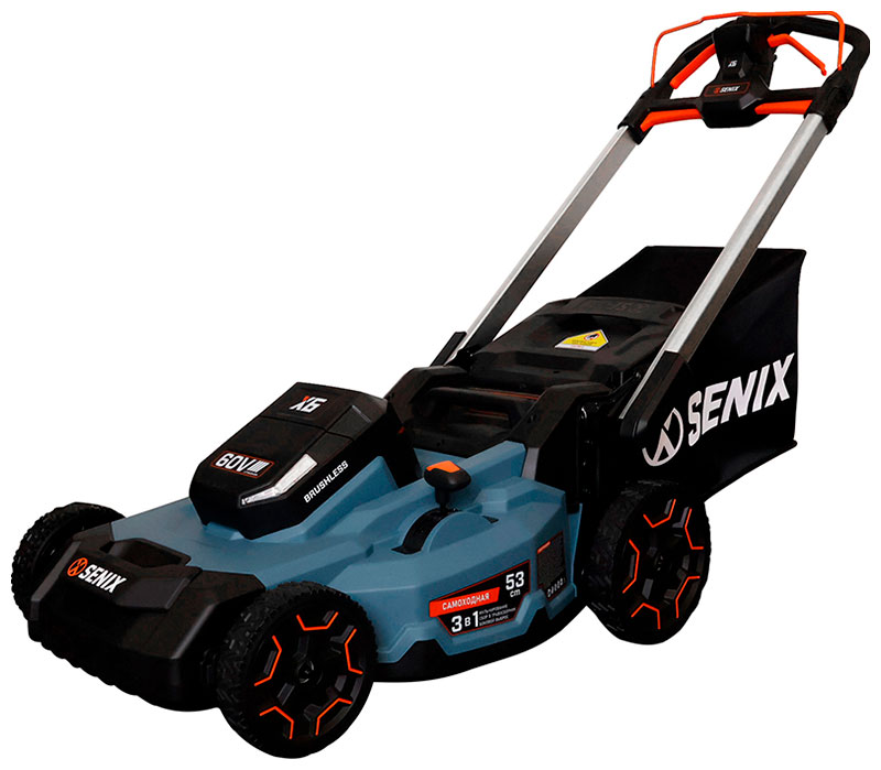 Изображение товара Самоходная аккумуляторная газонокосилка SENIX X6 60В 53 см 3-в-1 без АКБ и ЗУ