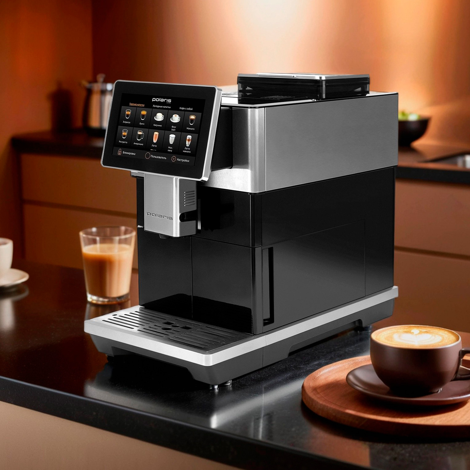 Изображение товара Автоматическая кофемашина Polaris PACM 2081AC WIFI IQ Home черная с Wi-Fi