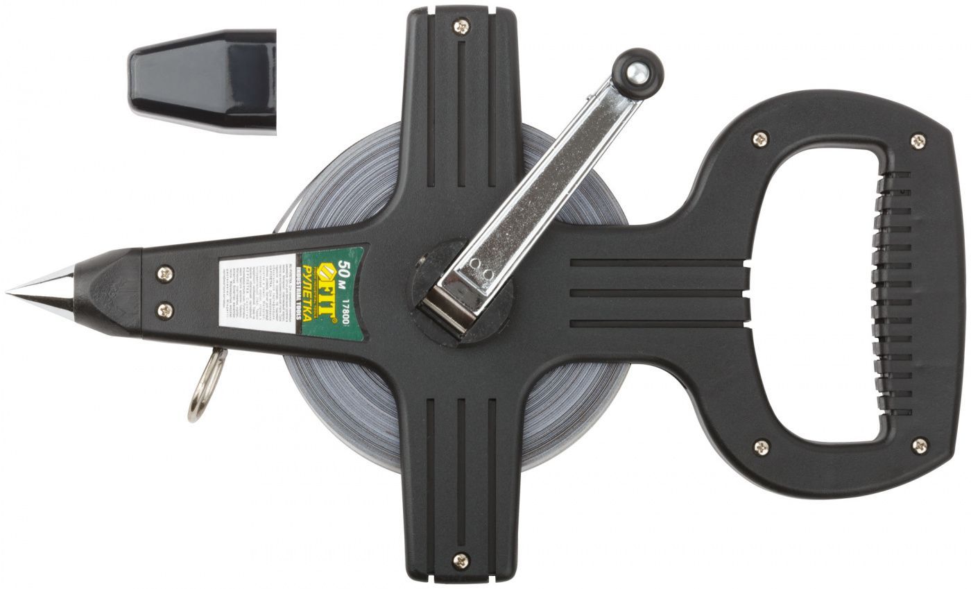 Изображение товара Геодезическая рулетка Fit 50 м стальная лента пластиковый корпус с штыком