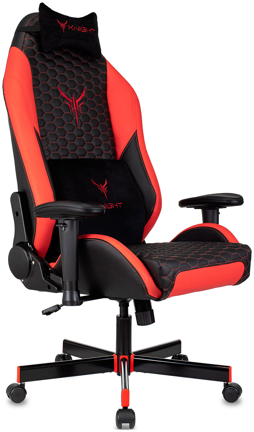 Изображение товара Игровое кресло Knight Neon черно-красное с подголовником, металлическая крестовина