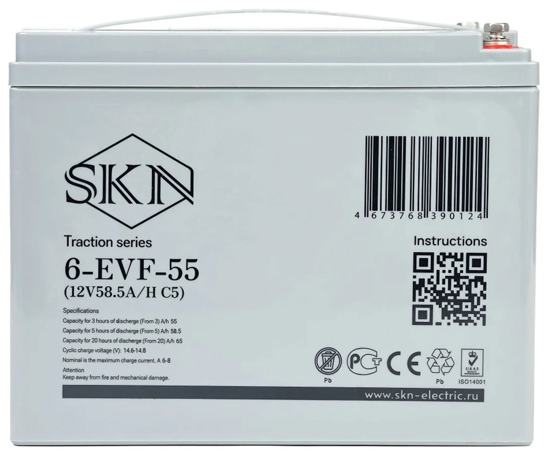 Изображение товара Тяговый AGM аккумулятор SKN 6-EVF-55 12V 58.5A/H для промышленности