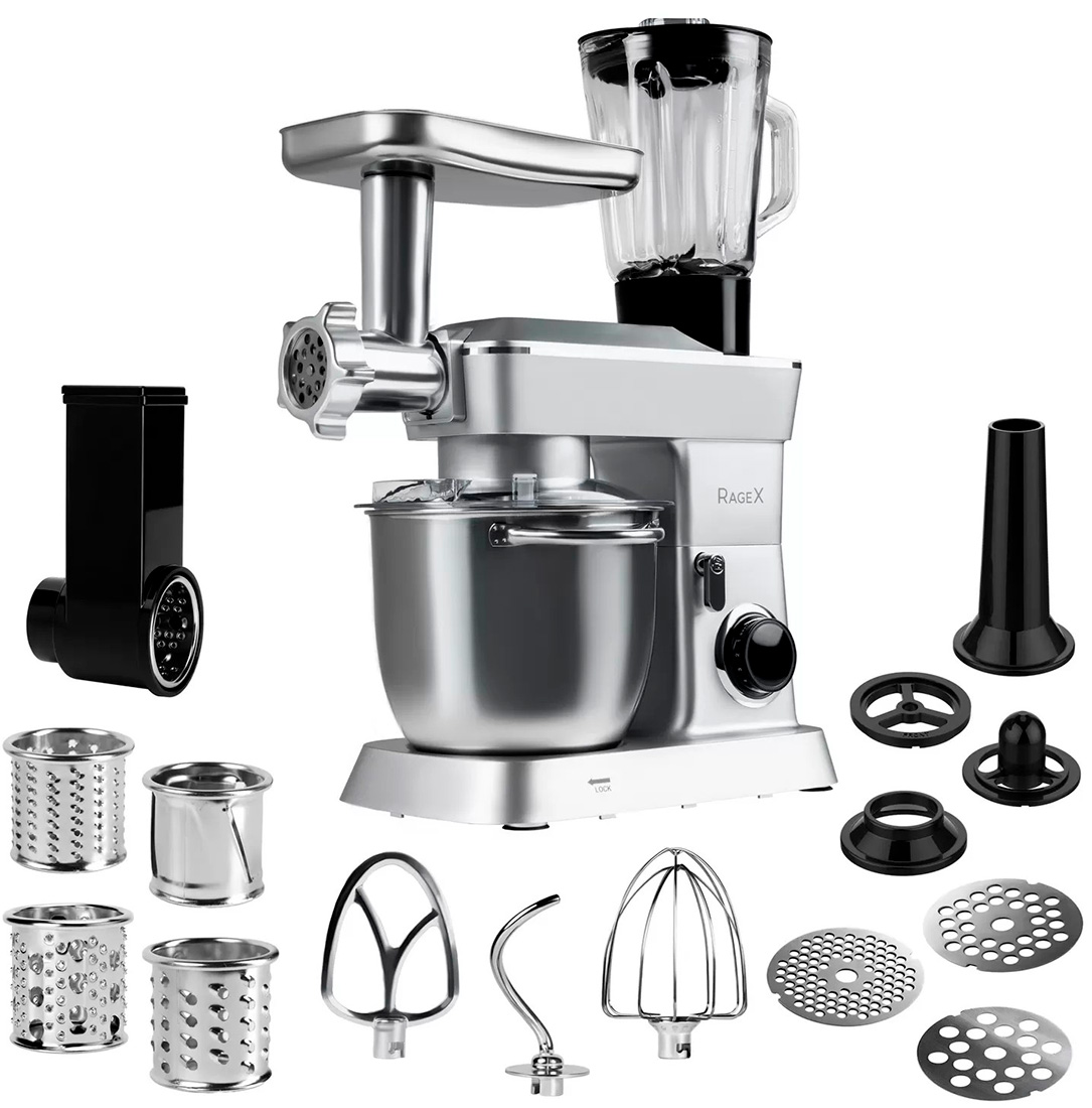 Изображение товара Кухонный комбайн 14 в 1 Ragex R112, 4.5 л, 1300 Вт цвет: 900 (серебристый)