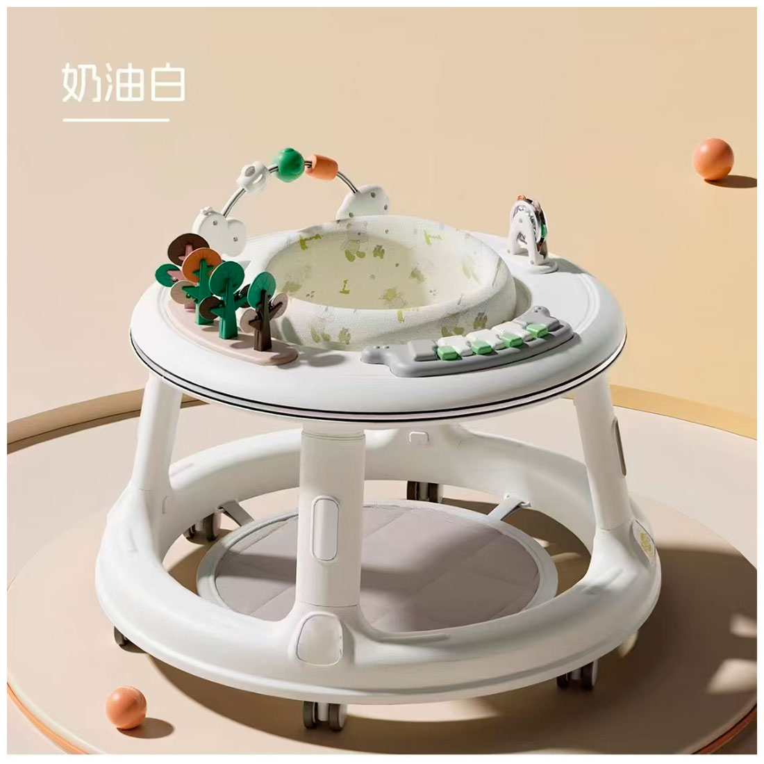 Изображение товара Ходунки Everflo 518 белые с регулировкой высоты и игрушками для малышей