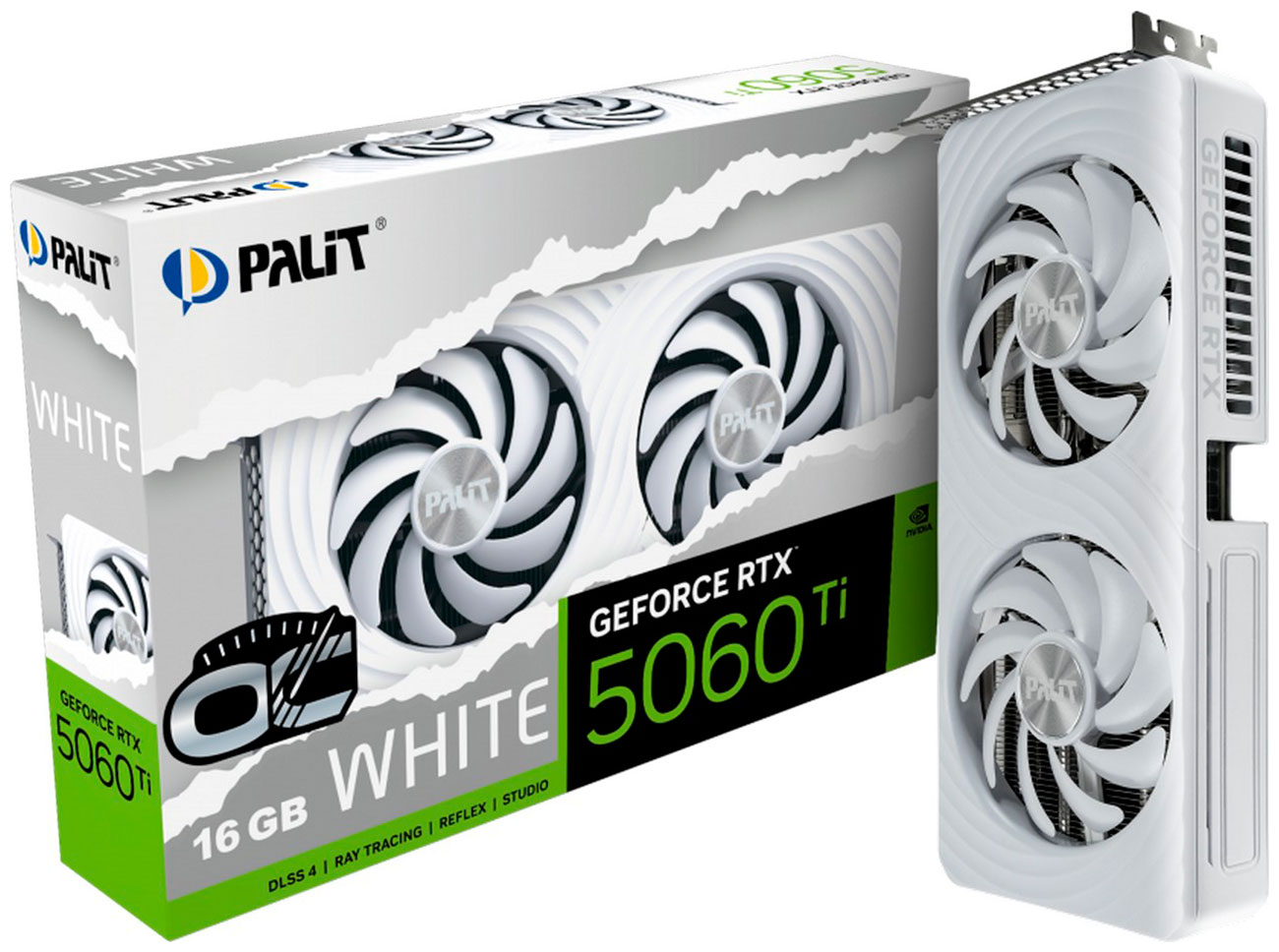 

Видеокарта Palit GeForce RTX 5060 Ti WHITE OC 16GB (NE7506TU19T1-GB2061M), Белый