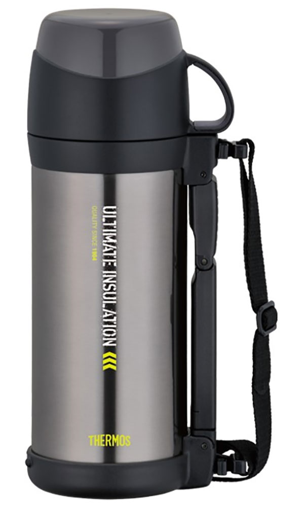 Изображение товара Термос на 1 литр Thermos FFW-1000BKGY с вакуумной изоляцией, герметичной крышкой и ремнем