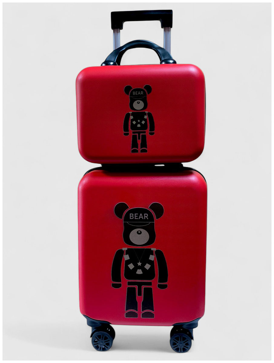 Изображение товара Дорожный набор XS Lats Чемодан 16 дюймов+бьюти кейс, медведь, красный