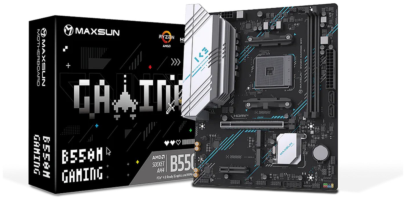 Изображение товара Материнская плата Maxsun MS-B550M GAMING WIFI (AM4, mATX) Изображение товара Материнская плата Maxsun MS-B550M GAMING WIFI (AM4, mATX)