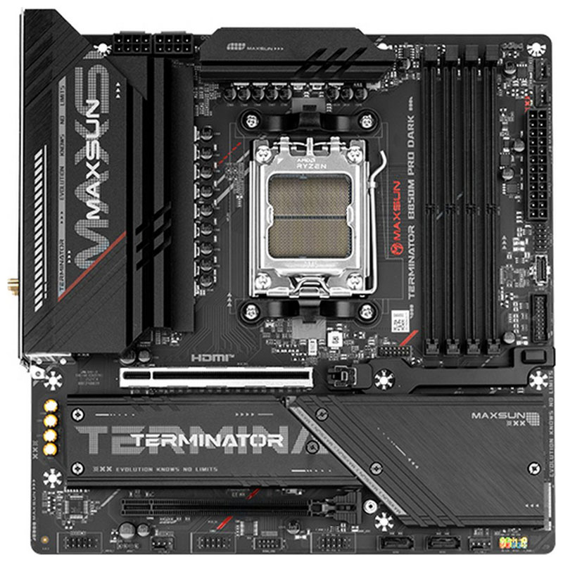 

Материнская плата Maxsun MS-Terminator B850M PRO DARK WIFI (AM5, mATX), Черный
