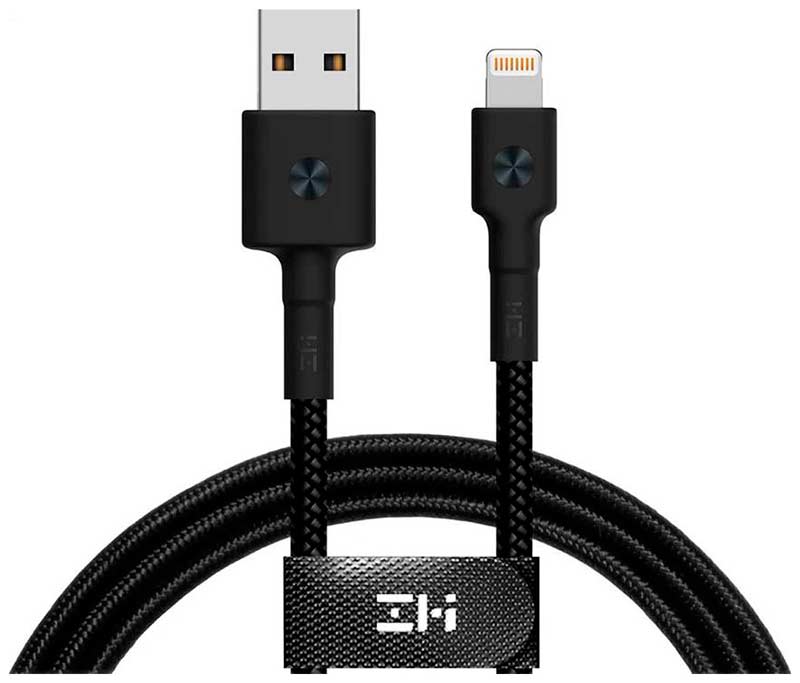 Кабель Zmi USB/Lightning MFi 200 см (AL881), черный для apple ipad 9 10 2 2021 9 е поколение a2603 a2604 искусственный пластиковый мраморный узор тонкая подставка защитный чехол