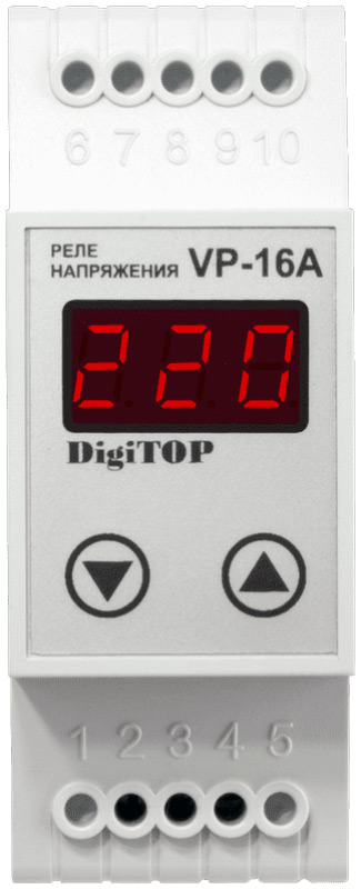 Реле напряжения DigiTOP VP-16A реле контроля напряжения digitop vp 16 as 16 а 400 в