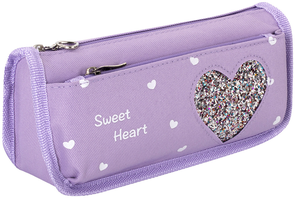 Изображение товара Пенал-косметичка Юнландия полиэстер, "Heart", фиолетовый, 21х6х9 см, 270259