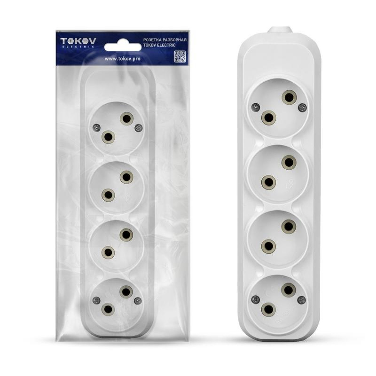 Изображение товара Колодка удлинителя Tokov Electric 4-м 10А без заземл. АБС-пластик бел.