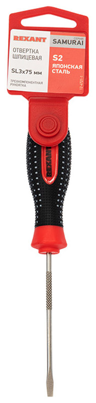 Изображение товара Отвертка шлицевая Rexant SL 3х75мм с трехкомпонентной рукояткой
