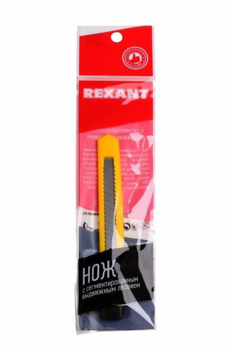 Изображение товара Нож Rexant Нож с сегмент. лезвием 9мм пласт. корпус с клипсой REXANT