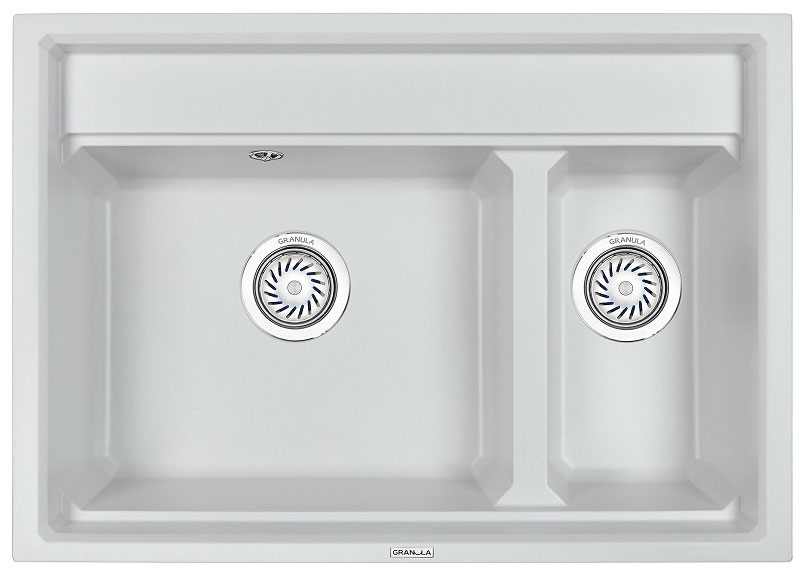 Изображение товара Кухонная мойка Granula Kitchen Space 7302 арктик с двумя чашами и комплектом