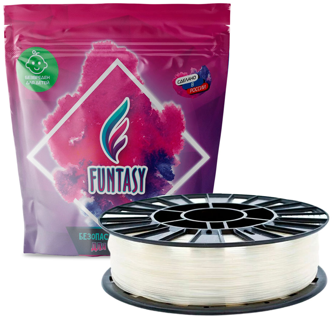 Пластик в катушке Funtasy PETG, 1.75 мм, 1 кг, натуральный филамент sunlu petg 3d экологически чистый 1 75 мм 1 кг