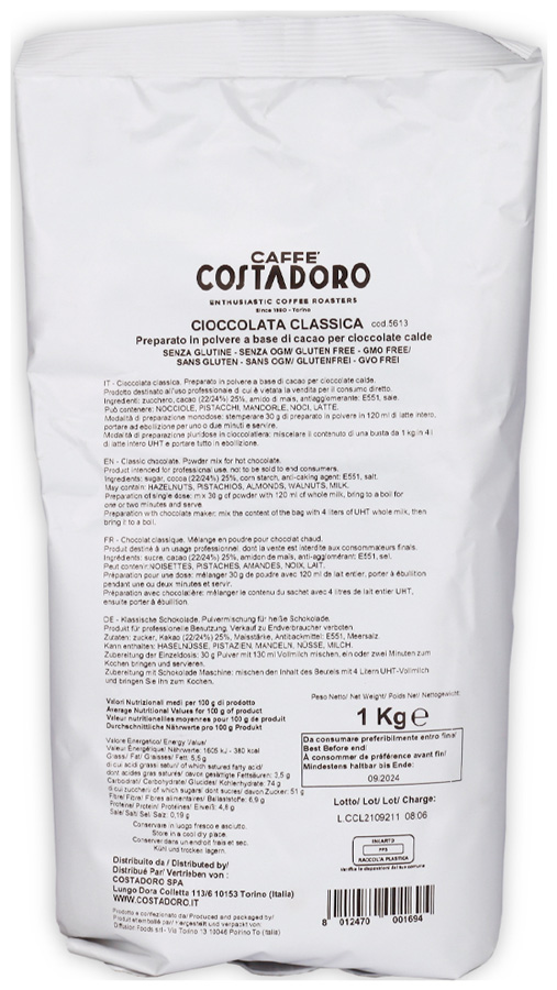 цена Какао COSTADORO LA CIOCCOLATA CLASSICA 1 kg