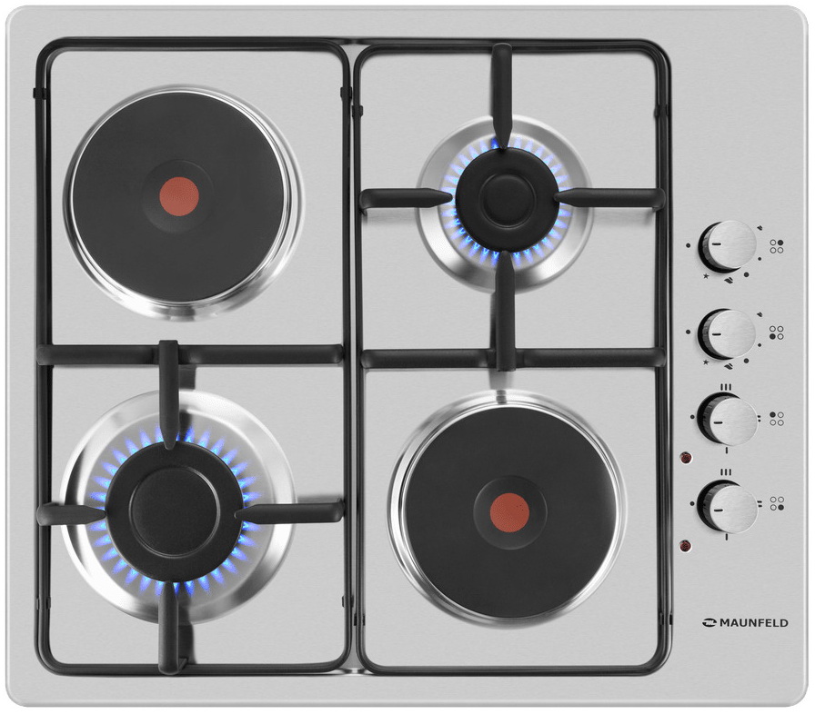 Изображение товара Комбинированная варочная панель Maunfeld EEHS.64.5ES/KG с газовыми и электрическими конфорками