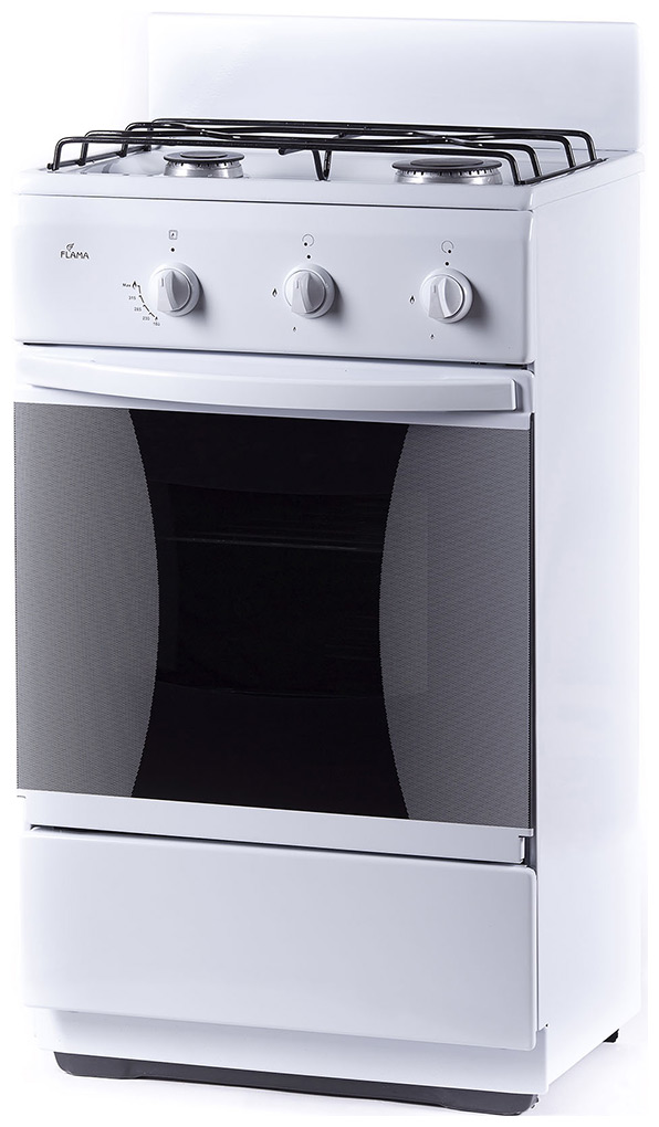 Изображение товара Комбинированная плита Flama CK 2201 W белый 2 газовые конфорки духовка 30 л