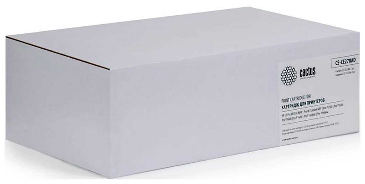 

Картридж лазерный Cactus CS-CE278AD для HP LaserJet P1566/1606DN, КОМПЛЕКТ 2 шт. ресурс 2х2100 страниц, Черный