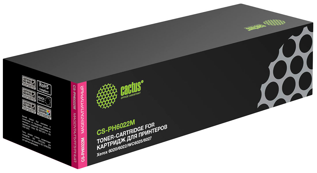 

Картридж лазерный Cactus CS-PH6022M, для XEROX Phaser 6020/6022/WC6025/6027, пурпурный, ресурс 1000 страниц
