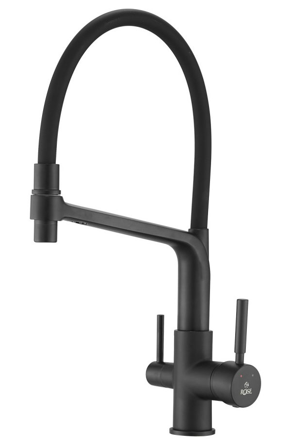 Изображение товара Кухонный смеситель Rose R658 черный с гибким изливом