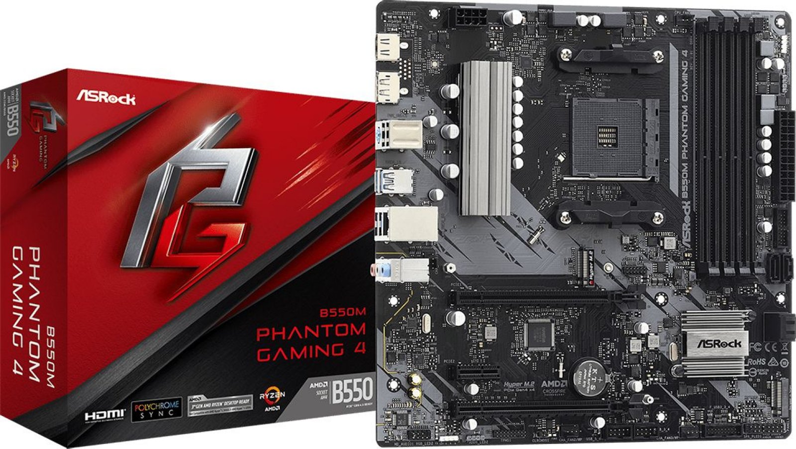 Изображение товара Материнская плата Asrock B550M PHANTOM GAMING 4 AM4 mATX Изображение товара Материнская плата Asrock B550M PHANTOM GAMING 4 AM4 mATX