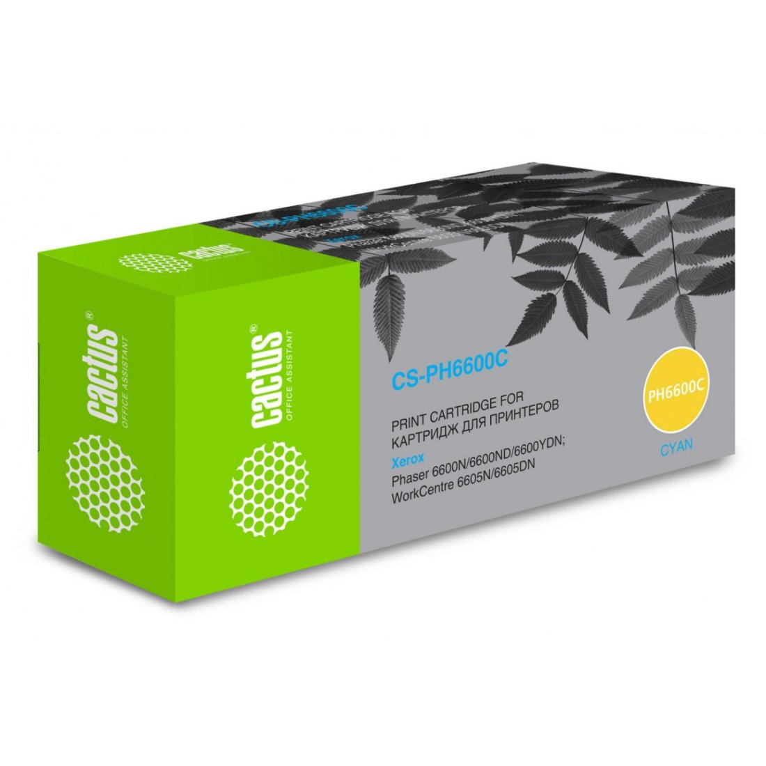 Изображение товара Картридж лазерный Cactus CS-PH6600C 106R02233 голубой бар.в компл. (6000стр.) для Xerox Ph 6600/WC 6605