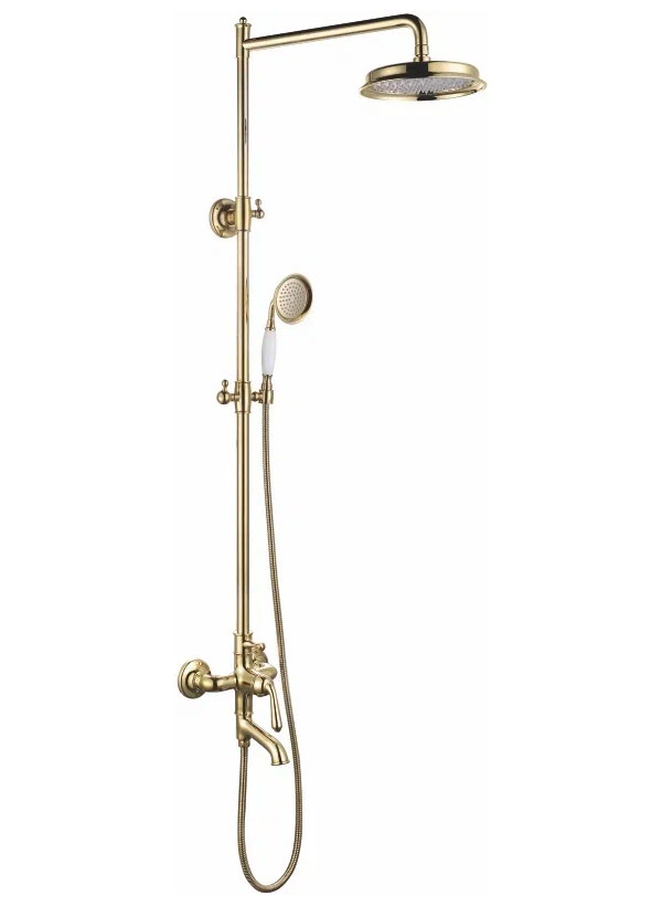 Изображение товара Душевая система Rose R02E/золото с верхним и ручным душем настенная монтаж