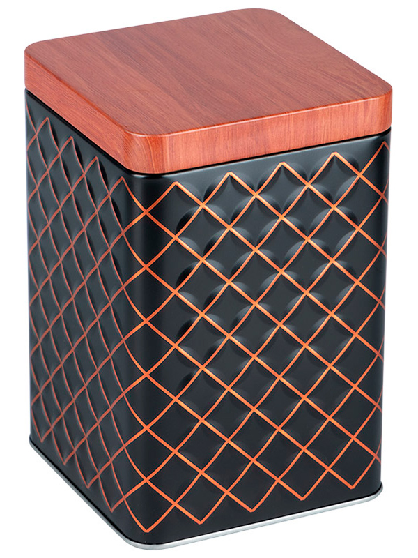 Изображение товара Банка металлическая Mallony CLASSICO NERO, для сыпучих продуктов 105х16 см, квадратная с крышкой (104873)