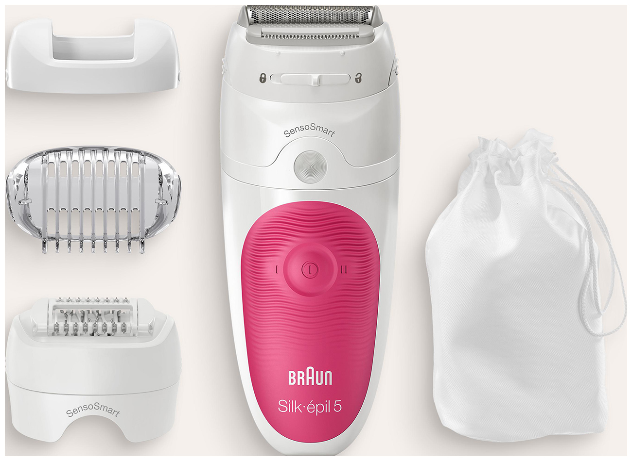 Эпилятор и электробритва для женщин Braun S5 SES 5-600, белый/розовый, 3 насадки, тип 5391