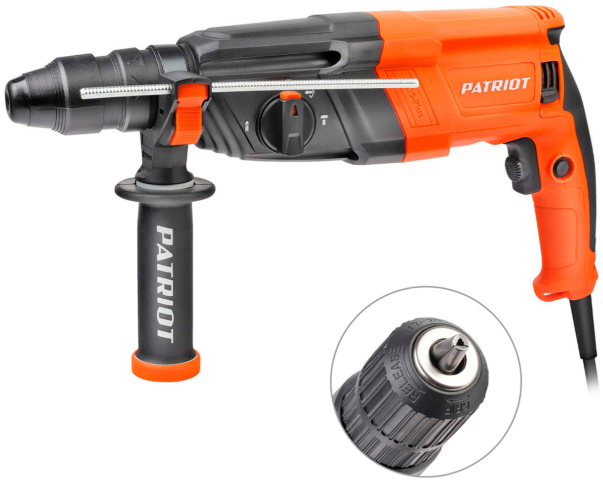 

Перфоратор Patriot RH 263Q, SDS+ мощность 880, Вт 2.9 Дж, 3 режима работы, быстросменный патрон QCC, макс.диаметр 26 мм, глубиномер кейс