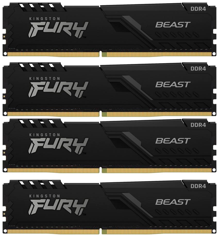 Изображение товара Оперативная память Kingston DDR4 32Gb 3600MHz FURY Beast Black 4x8Gb