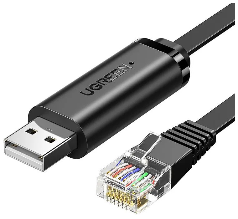 

Кабель Ugreen CM204 (60813) USB-A to RJ45 Console Cable, 3 м, черный