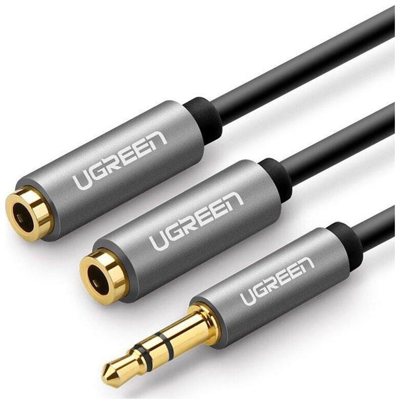 

Сплиттер Ugreen AV123 (10532) 3.5 mm Aux Stereo Audio Splitter Cable with Braid, 20 см, черный