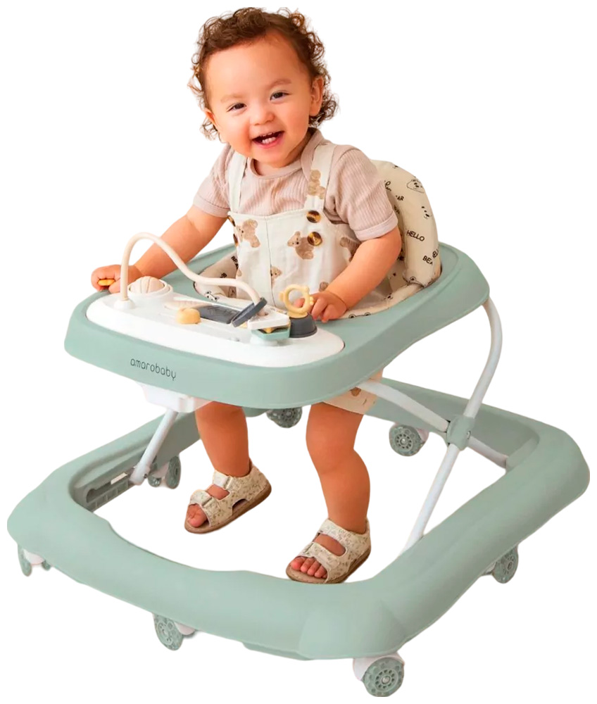 Ходунки Amarobaby с электронной игровой панелью Happy Steps AB23-21HS-13, зеленый Ходунки Amarobaby с электронной игровой панелью Happy Steps AB23-21HS-13, зеленый