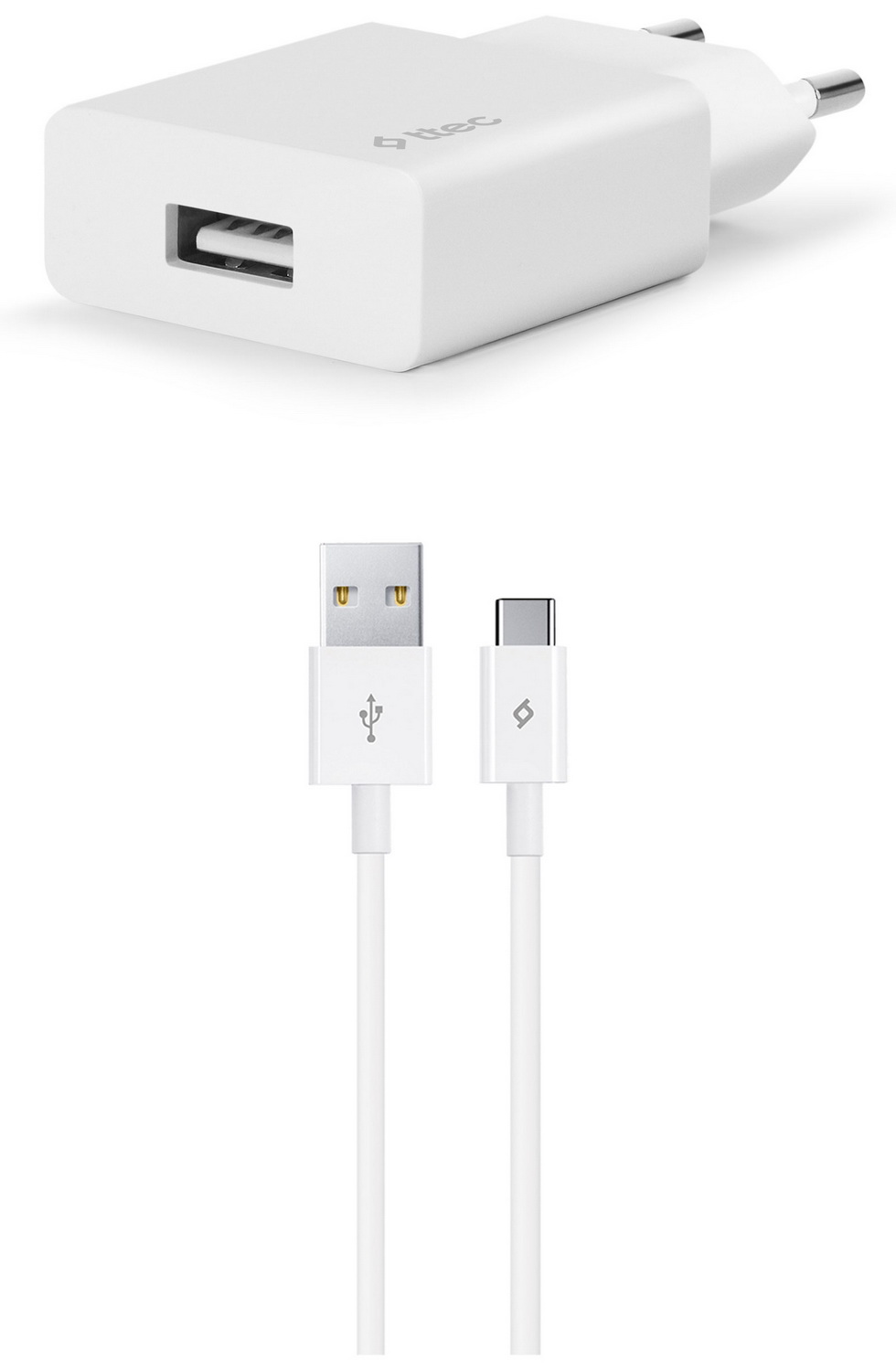 Изображение товара Сетевое з/у + DАТА кабель Ttec SmartCharger Travel Charger 2.1A с кабелем Type-C, белый (2SCS20CB)