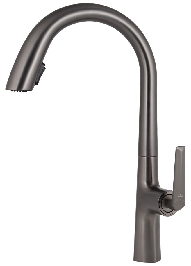 Изображение товара Кухонный смеситель Kaiser Strike вороненая сталь однорычажный с выдвижной лейкой