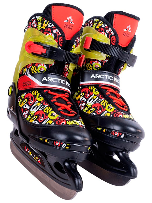 

Коньки детские раздвижные TechTeam Arctic BOY (р. 34-37 M) 2023, Черный/желтый/красный