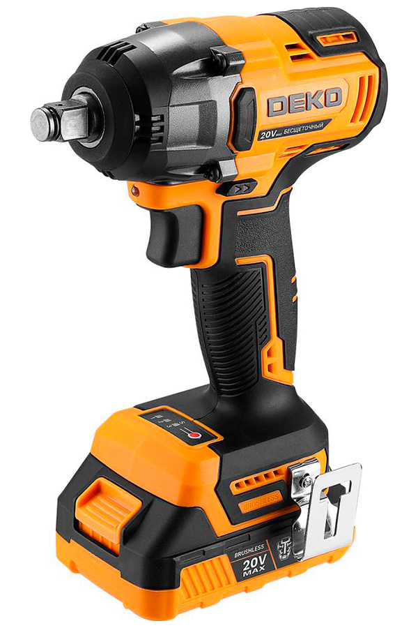 Изображение товара Гайковерт аккумуляторный бесщеточный Deko DKIS-Li 20В, кейс, черно-желтый (083-1083)