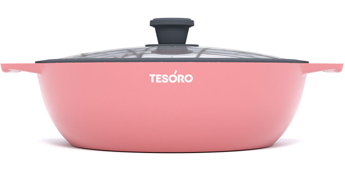 Изображение товара Жаровня Tesoro Florence Induction total pink 3 л с крышкой для индукционных плит