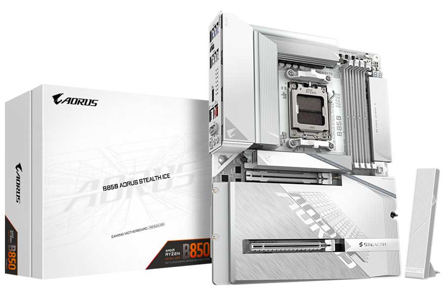 

Материнская плата Gigabyte B850 AORUS STEALTH ICE (AM5, ATX), Белый