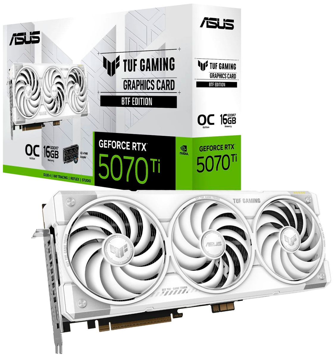 Изображение товара Видеокарта Asus GeForce RTX 5070 Ti TUF Gaming BTF White OC 16Gb (TUF-RTX5070TI-O16G-BTF-WHITE)