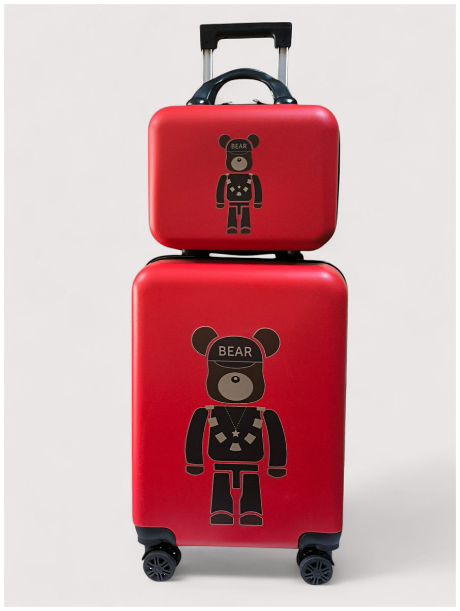 Изображение товара Дорожный набор S+XS Lats Чемодан 20 дюймов+бьюти кейс, медведь, красный