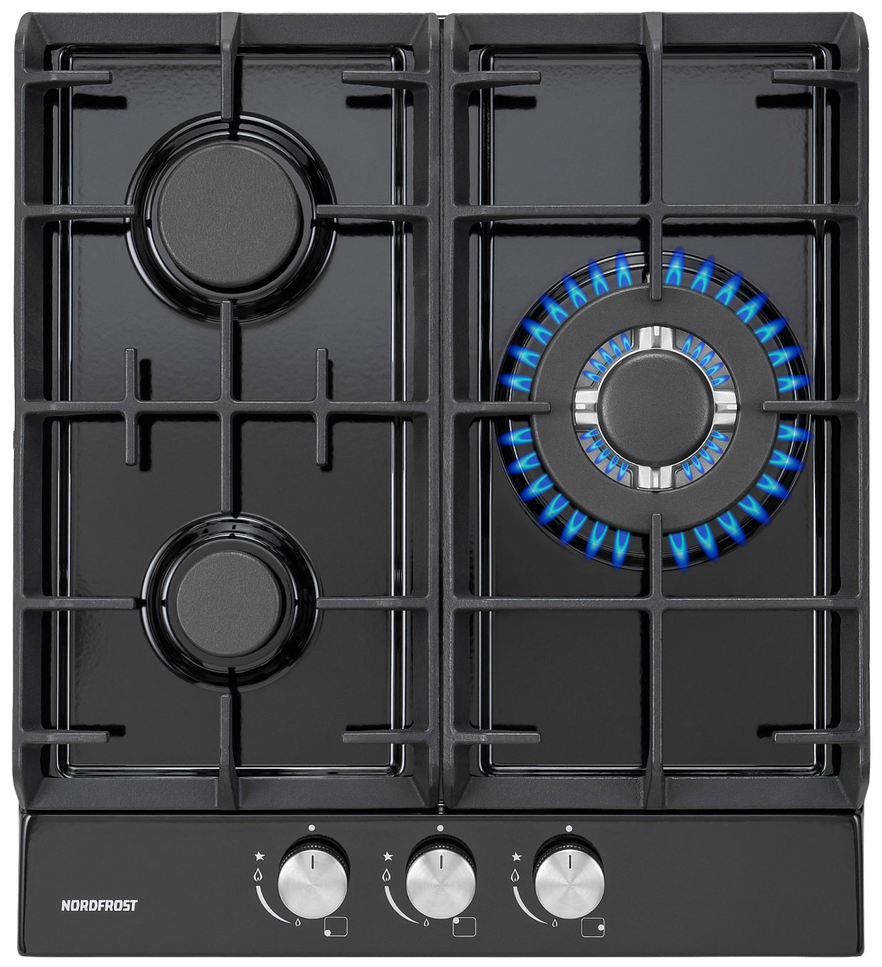 Изображение товара Газовая варочная панель NordFrost HS 4532 B с 3 конфорками и электроподжигом