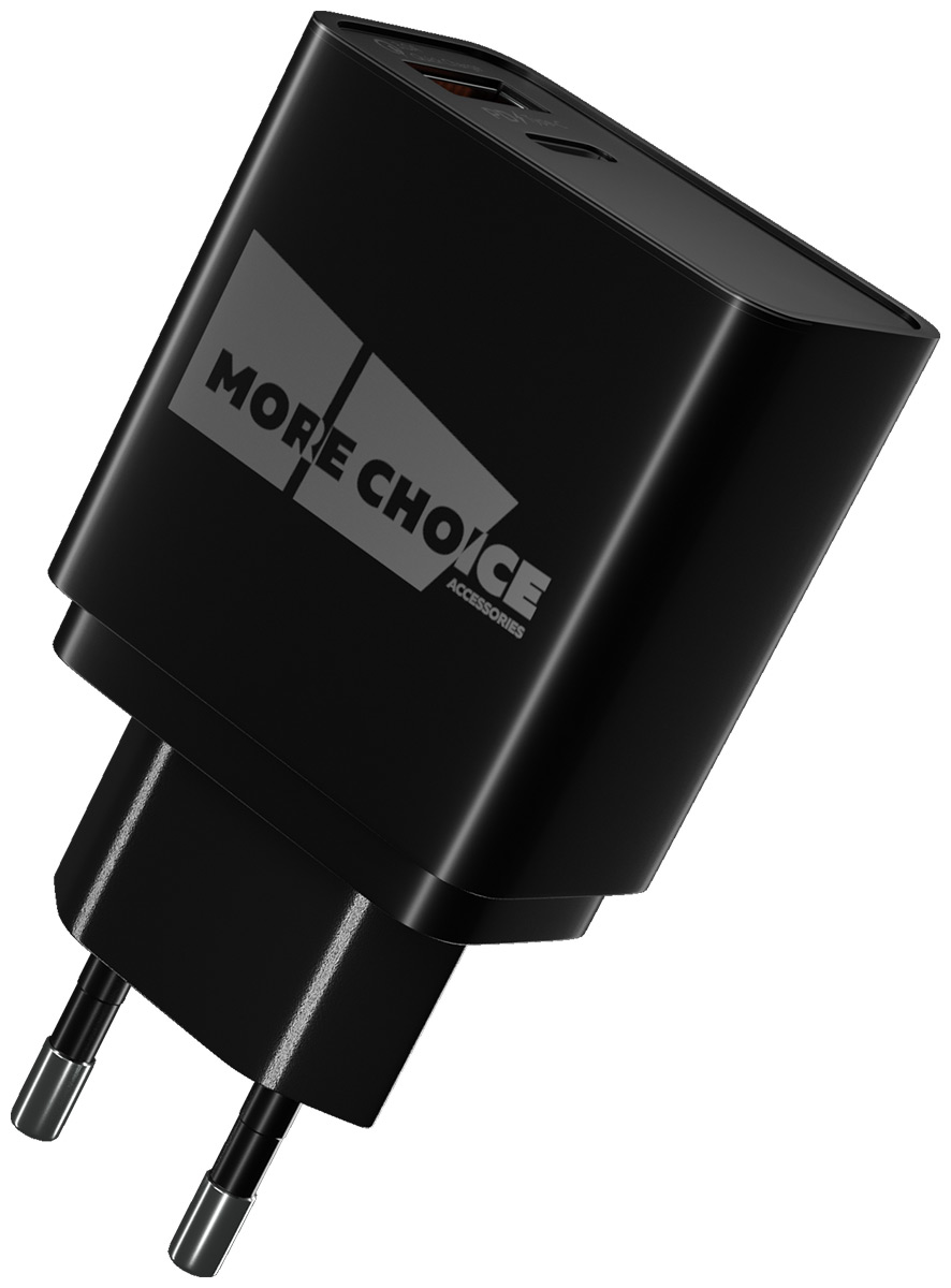 Сетевое ЗУ MoreChoice Smart 2USB 3.0A PD 20W QC3.0 быстрая зарядка NC71S (Black) сверхбыстрая зарядка 120 вт 6 а type c жидкий силиконовый толстый usb кабель быстрая зарядка для xiaomi huawei apple usb кабель для зарядного устройства