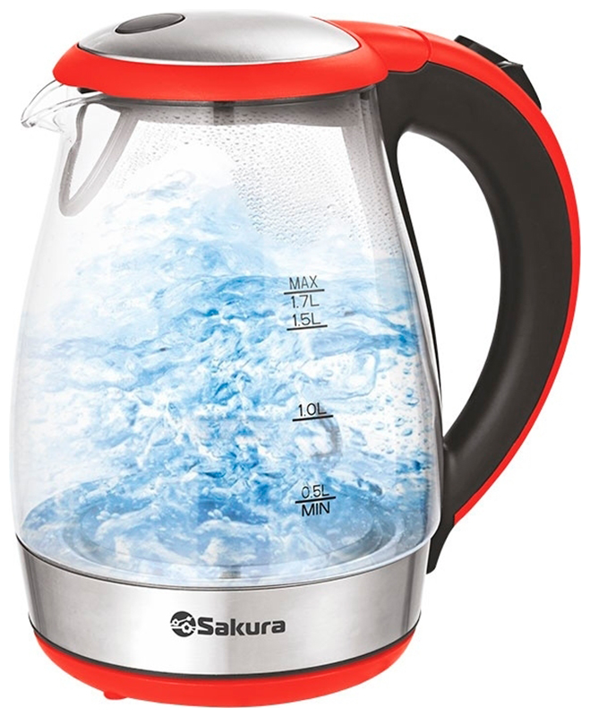 Чайник электрический Sakura SA-2732BR 1.7л электрочайник sakura sa 2732br черный красный